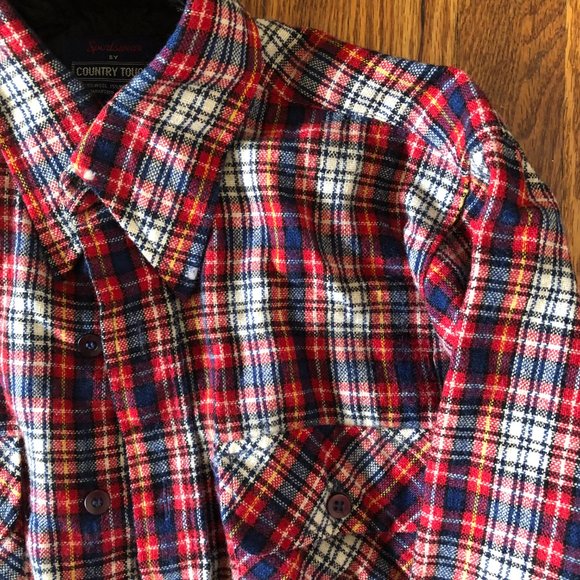 Sportswear by Country Touch Flannel. Size M. Red, white, & blue. - Picture 3 of 5